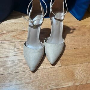 Charles By Charles David Pointed-Toe Ankle-Strap Pumps in Beige